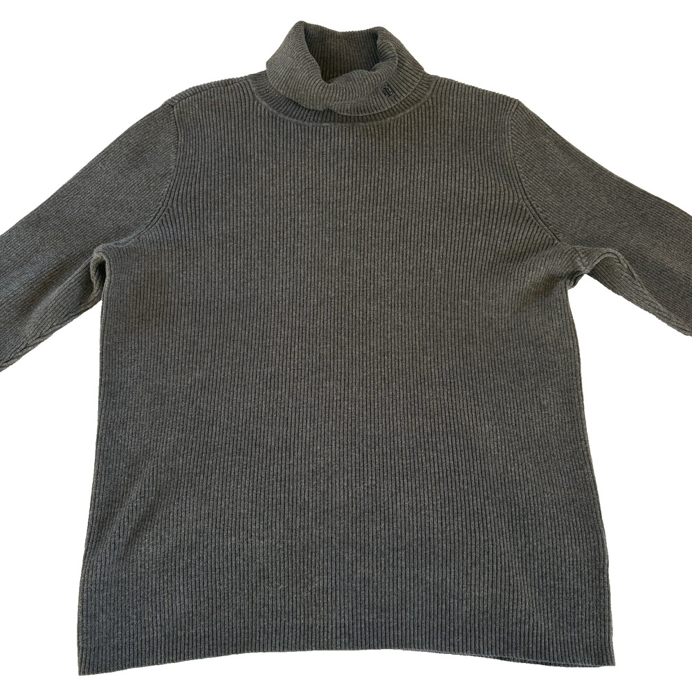 Women’s Lauren Ralph Lauren Gray Ribbed Turtleneck Sweater 100% Cotton Size 1X - Picture 5 of 12